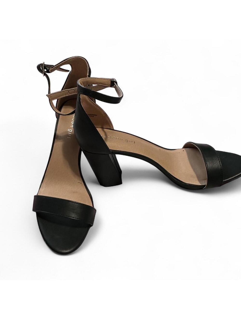 Madden Girl Black Ankle Strap Block Heel Sandals